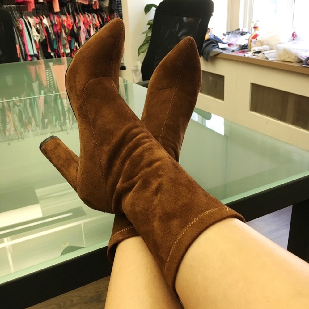 Suede Brown Sock Boot